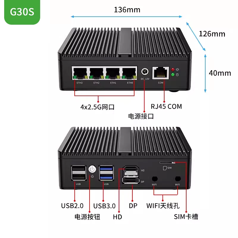 Pfsense Firewall Router 2.5G 4 I226 - G48S Alder Lake N100 เราเตอร์แบบซอฟต์แวร์ DDR5