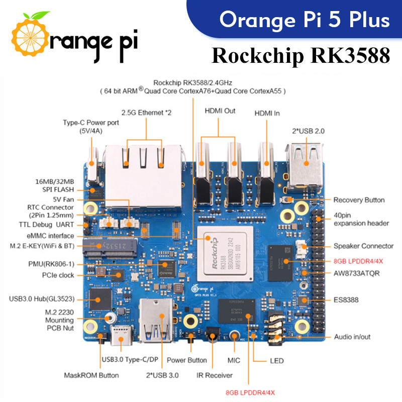 Orange Pi 5 Plus คอมพิวเตอร์บอ - Rockchip Rk3588 Development Board บทวิจารณ์และราคา