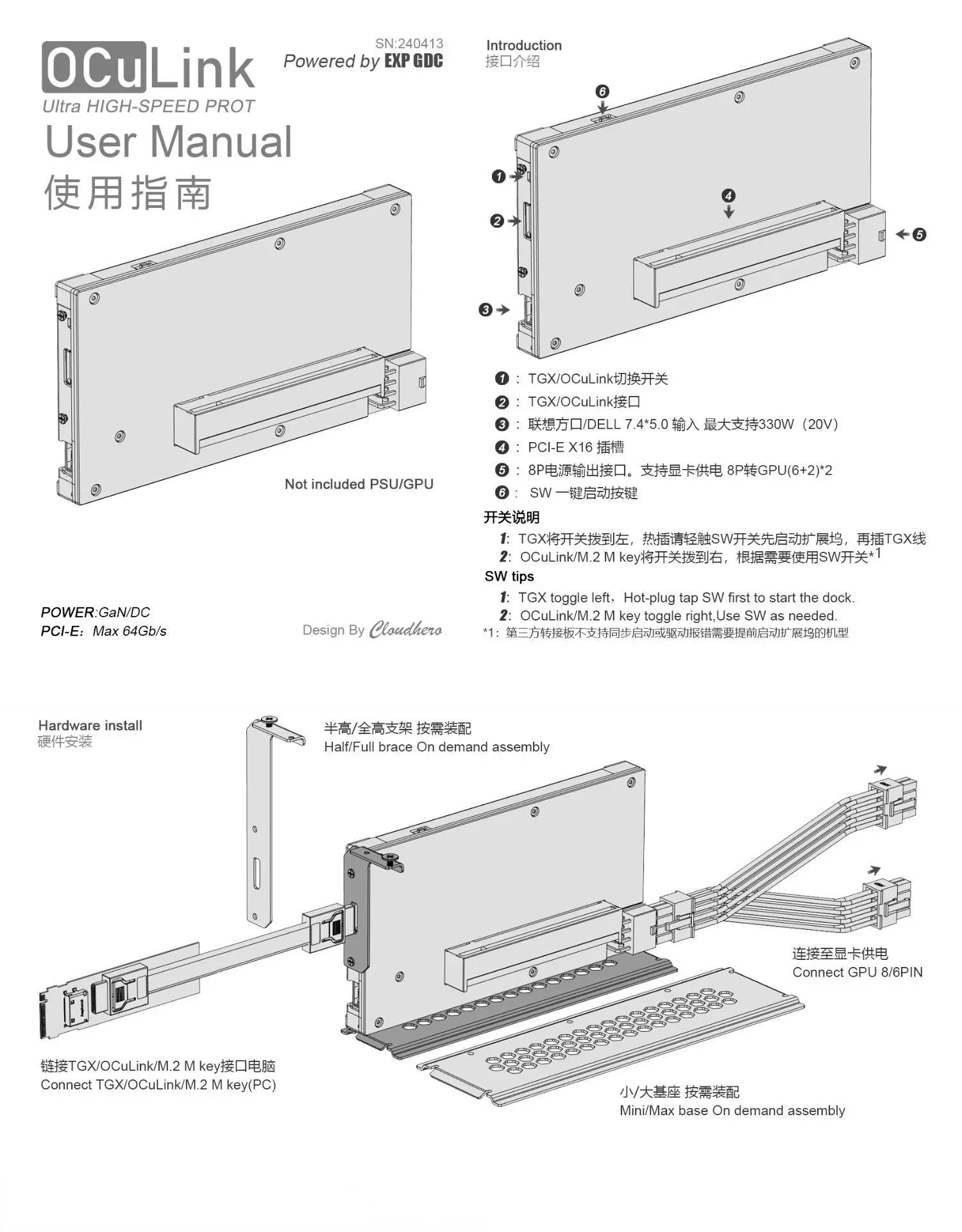 เคส OCuP4GaN OCuLink GPU Dock  - Oculink Egpu Mini Pc บทวิจารณ์และราคา