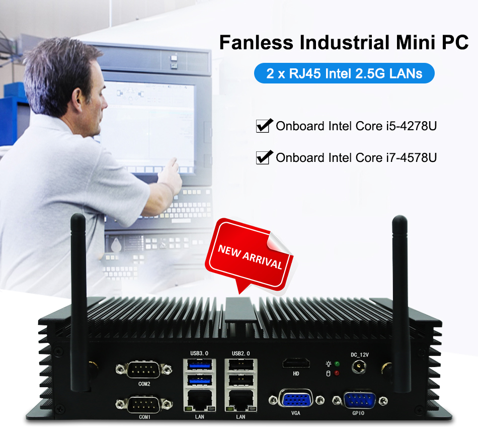 พีซีแบบฝังตัวไร้พัดลม Intel Co - Fanless Industrial Pc Rs485 Core I7 บทวิจารณ์และราคา