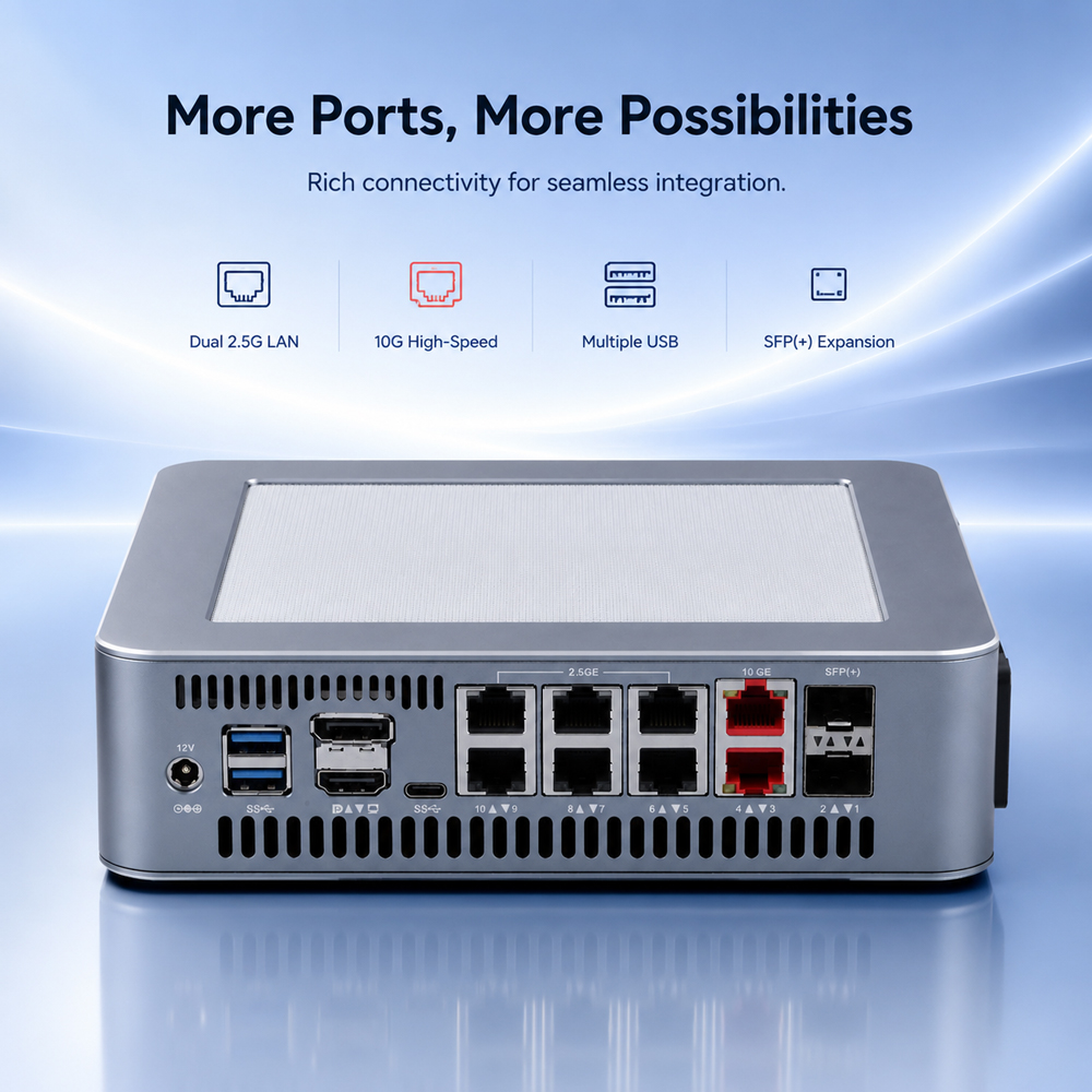 มินิพีซี Qotom Q51551ST Intel  - Dual Lan 10G Sfp+ Mini Pc บทวิจารณ์และราคา