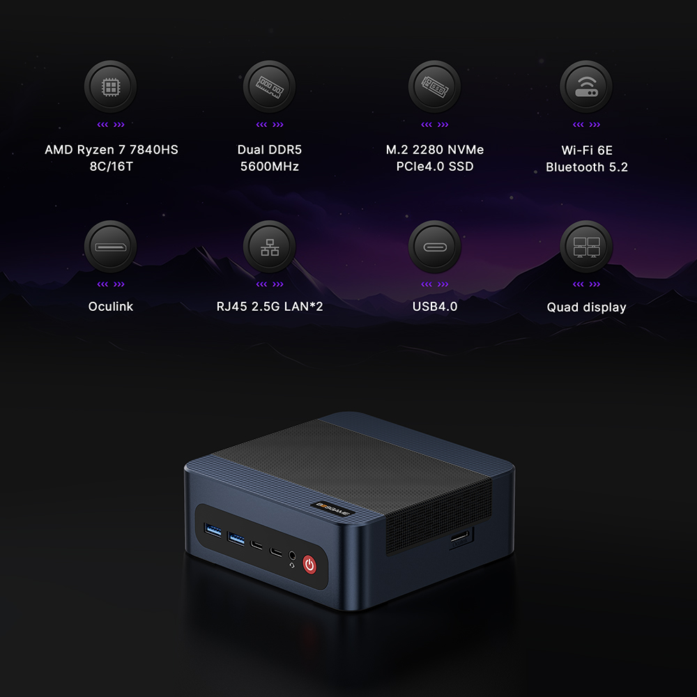 BOSGAME M4 Neo มินิพีซี AMD Ry - Amd Ryzen 7 7840Hs Mini Pc บทวิจารณ์และราคา